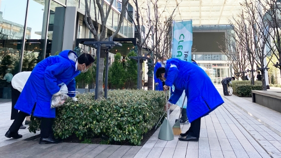 Cleaning Up Around Office Building
 